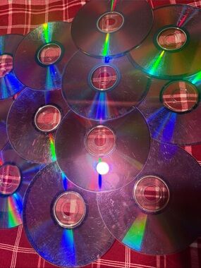 12ct iridescent used/scratched/non working CD/DVD for crafts, projects, art